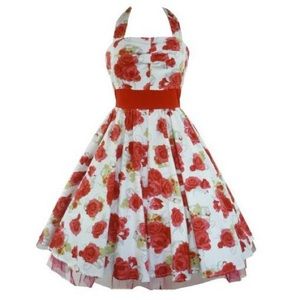 Unique Vintage Hearts and Roses Dress